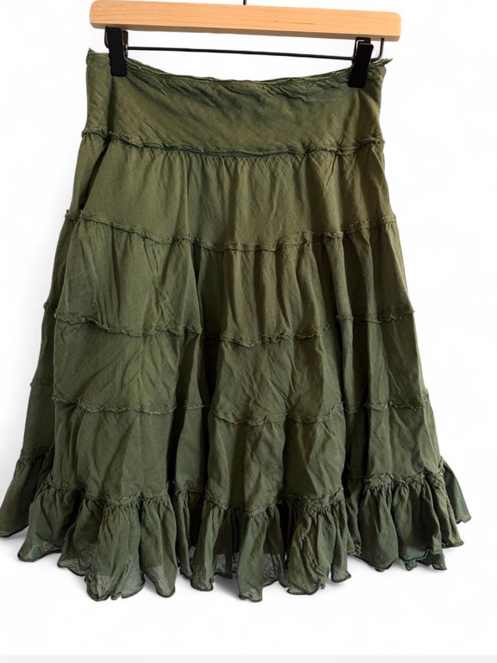 Vintage Wet Seal Olive Tiered Ruffled Skirt